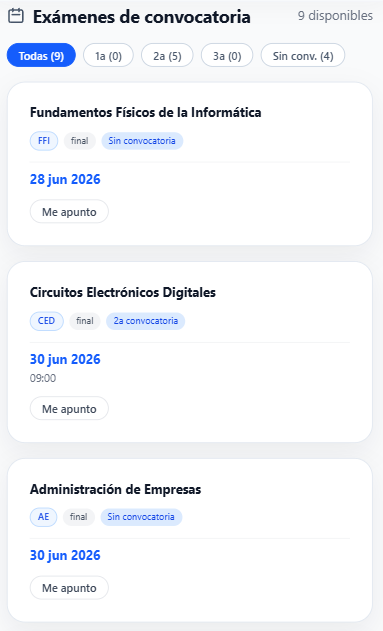 Calendario de exámenes
